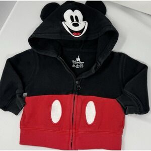 Infant 12 Months Disney Parks Mickey Mouse Hooded Full Front Zip Sweatshirt 12M‎